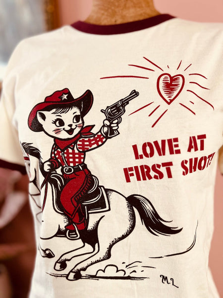Love First Shot Unisex Ringer Tee
