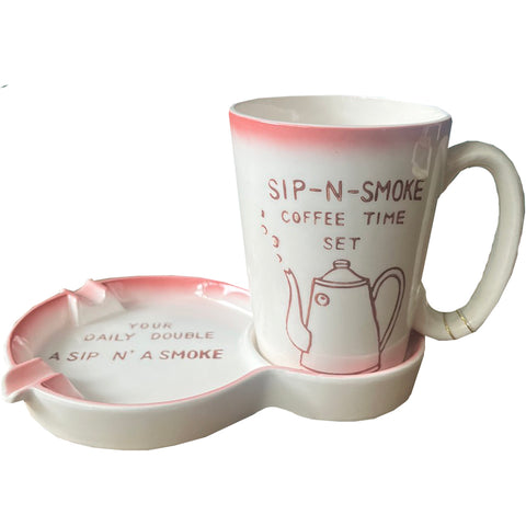 Vintage 1970's Sip-N-Smoke Ashtray & Drink Set