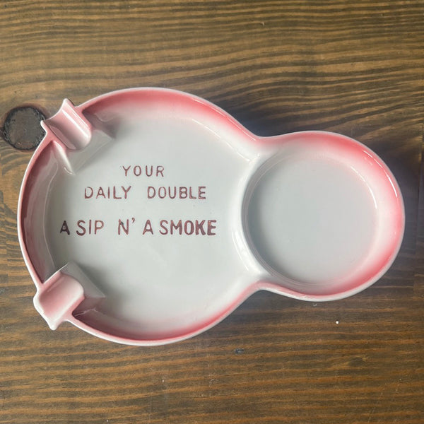 Vintage 1970's Sip-N-Smoke Ashtray & Drink Set