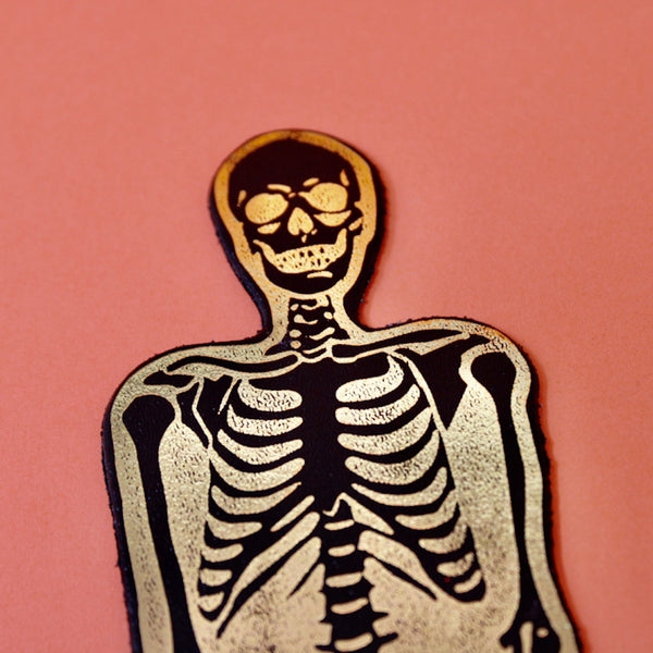 Leather Skeleton Bookmark - Golden