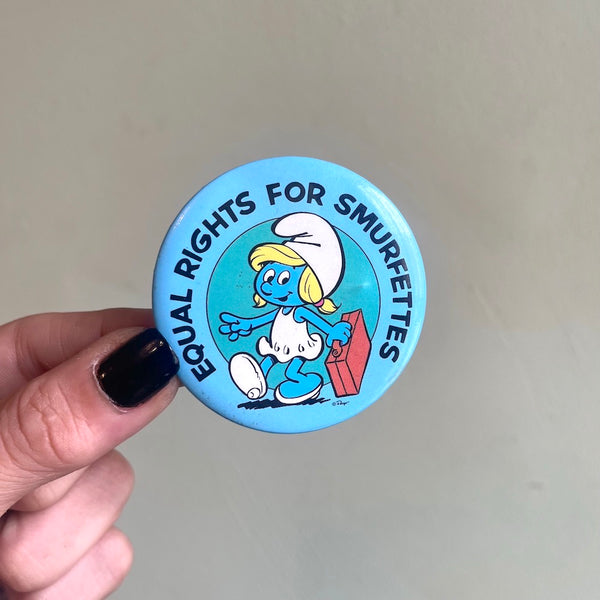 Vintage Equal Rights For Smurfettes Button