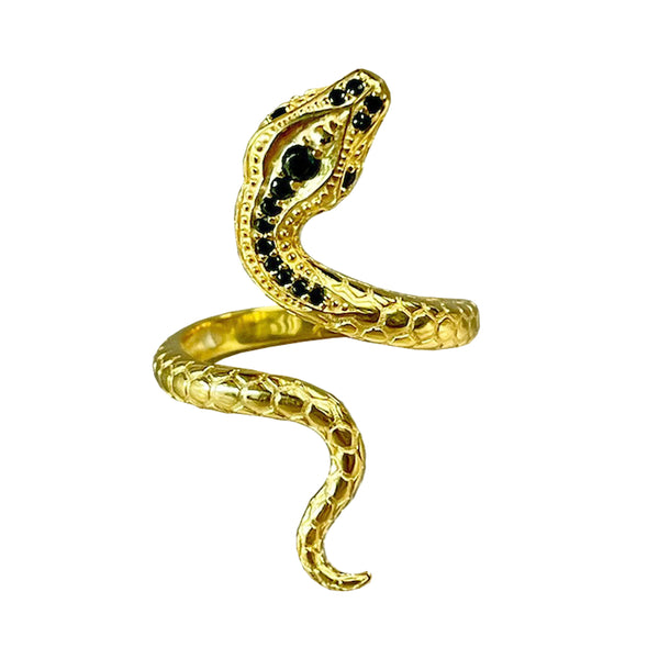 Crystal Onyx Snake Ring