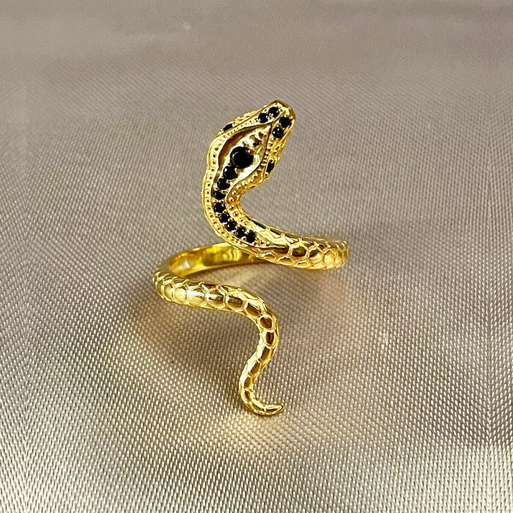 Onyx Snake Ring