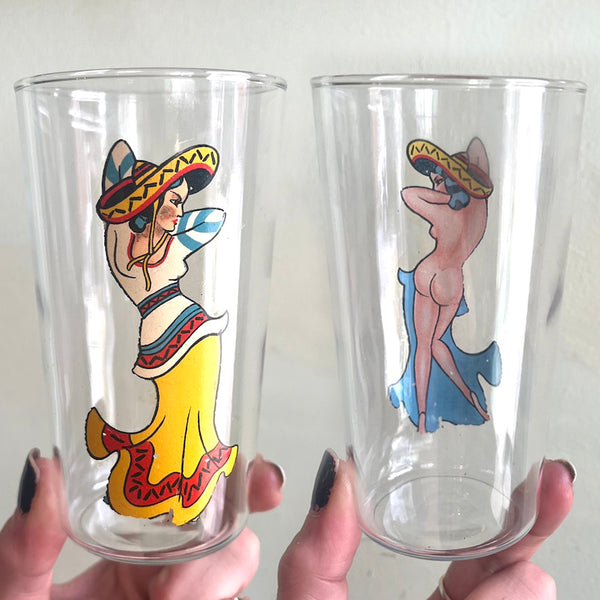 Vintage Nudie Girl Glassware