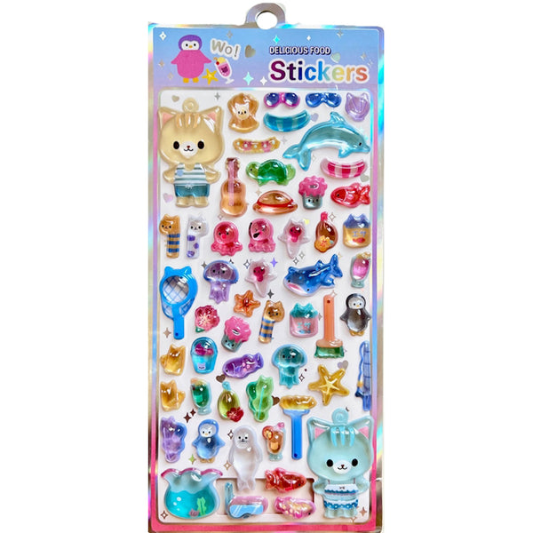 Puffy Sparkle Cat Sticker Sheet