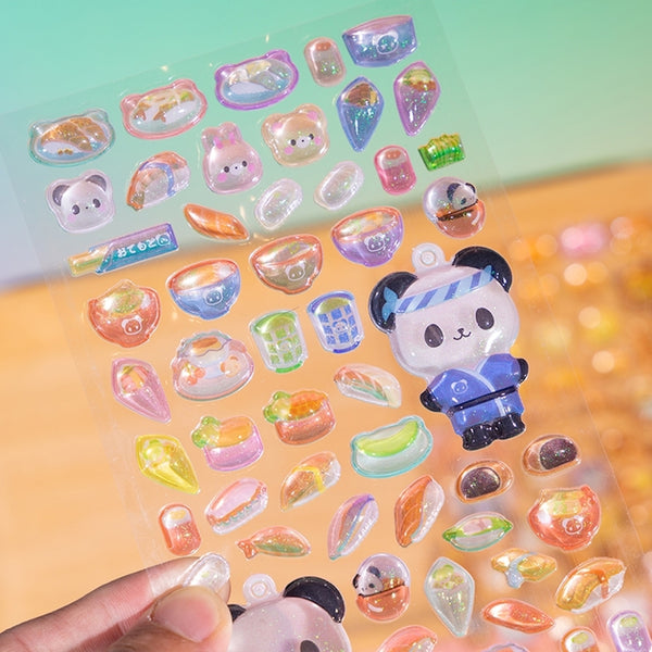 Puffy Sparkle Panda Sticker Sheet