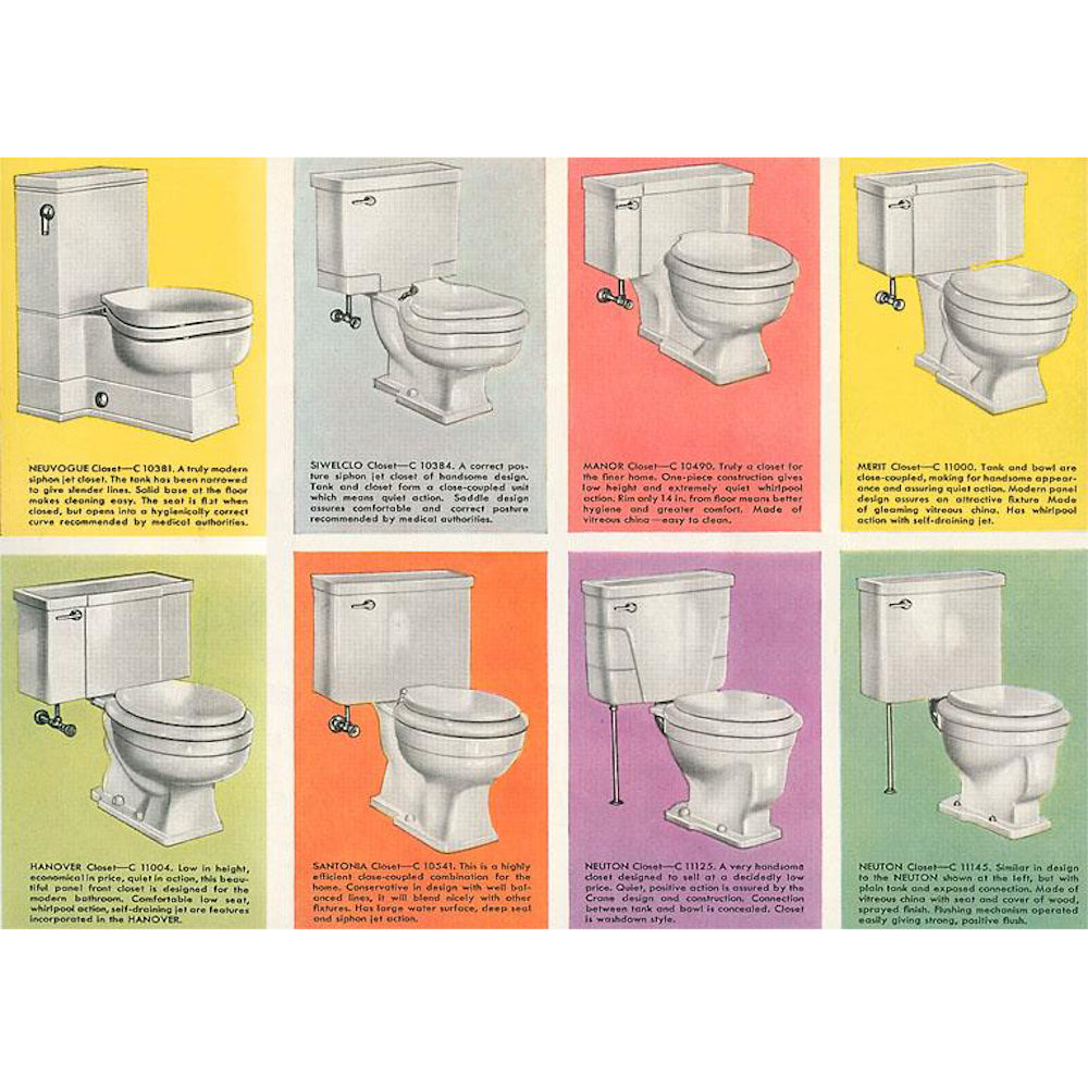 Pastel Toilets Postcard