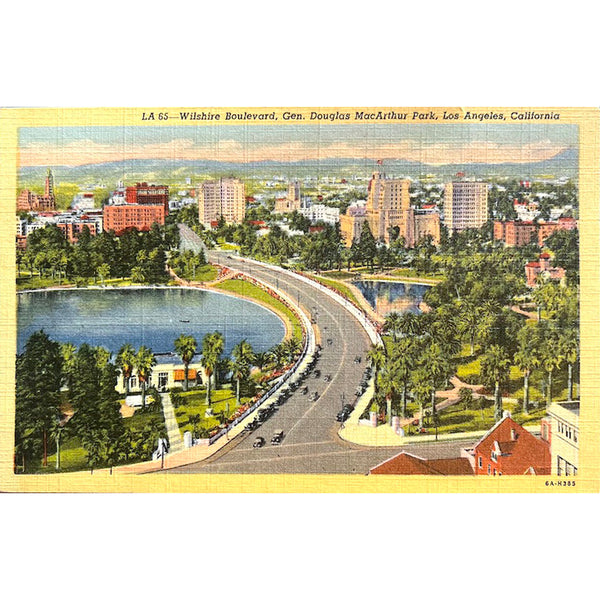 Vintage 1946 MacArthur Park LA Postcard