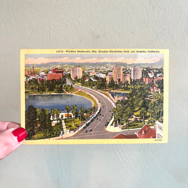 Vintage 1946 MacArthur Park LA Postcard