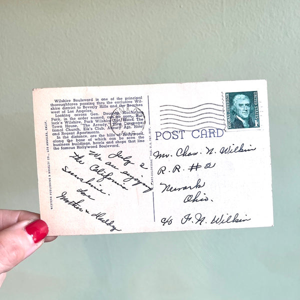 Vintage 1946 MacArthur Park LA Postcard