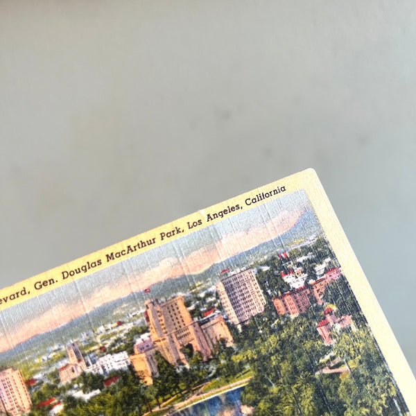 Vintage 1946 MacArthur Park LA Postcard