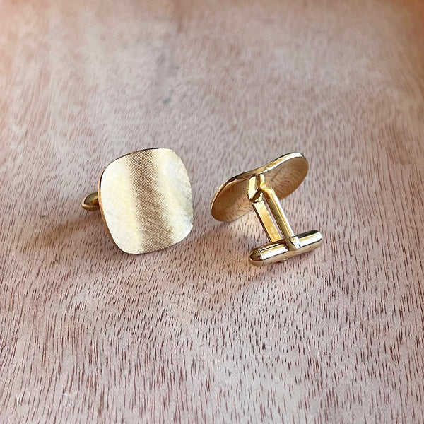Gold Wave Cufflinks - Vintage 1970's