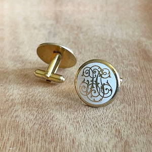 Vintage White & Gold Cufflinks