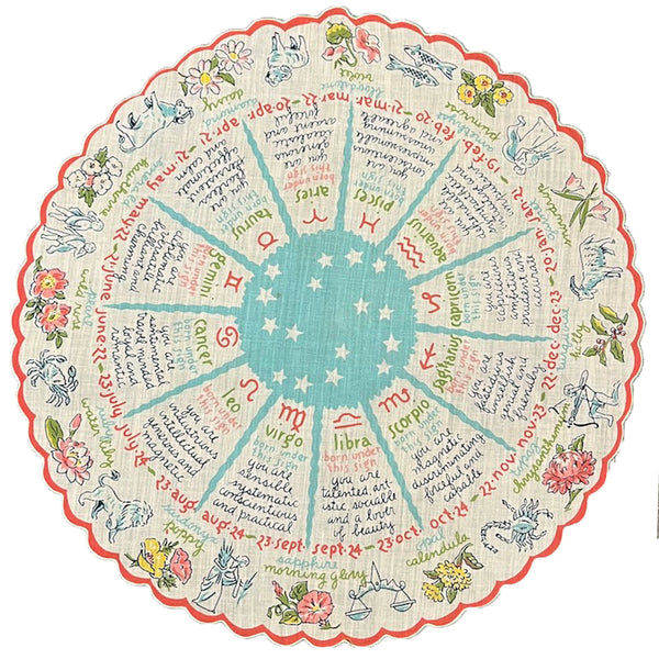 Vintage 1940's Horoscope Hanky