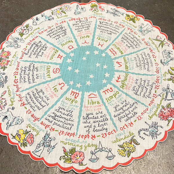 Vintage 1940's Horoscope Hanky