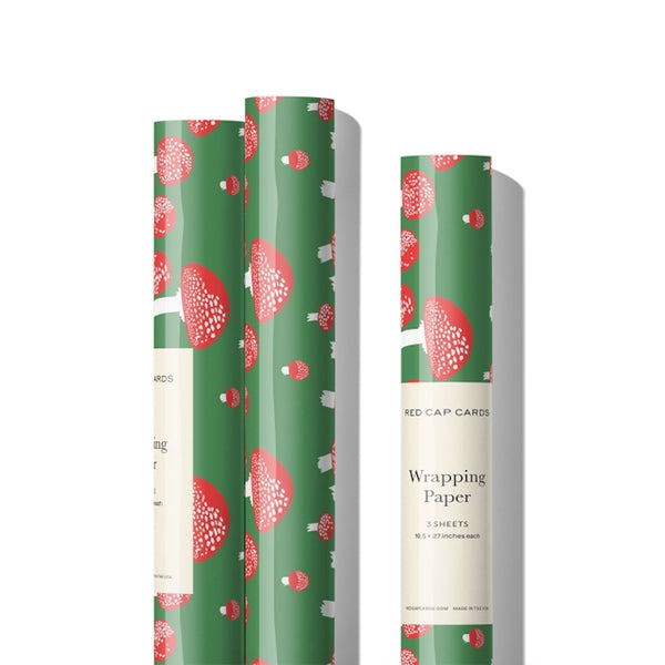 Holiday Mushroom Gift Wrap 3 Pack