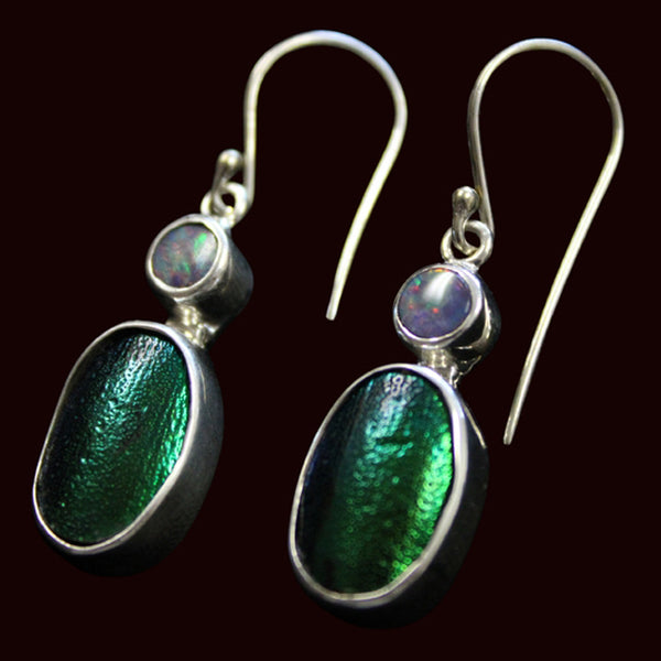 Opal Jewel Beetle Earrings