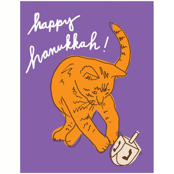 Dreidel Cat Hanukkah Card